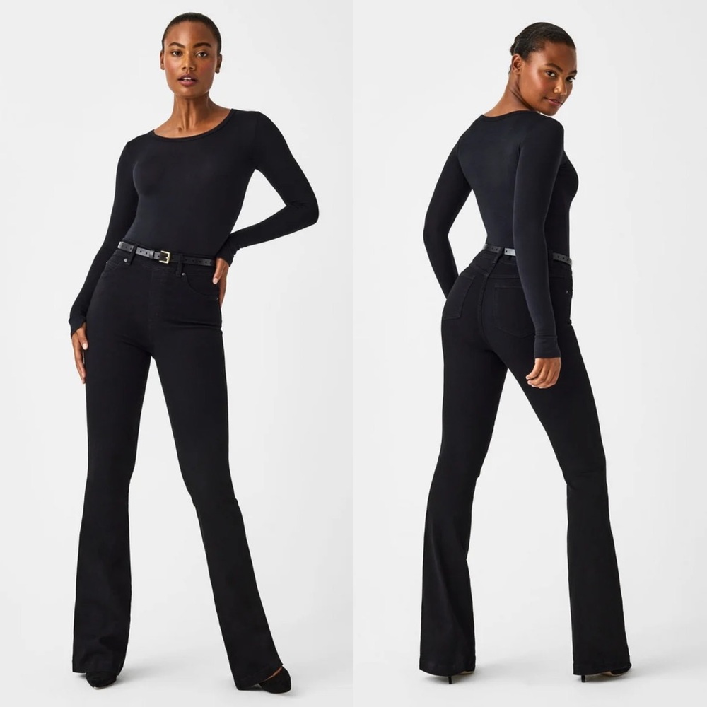 NWT Spanx Flare Jeans in Clean Black - M